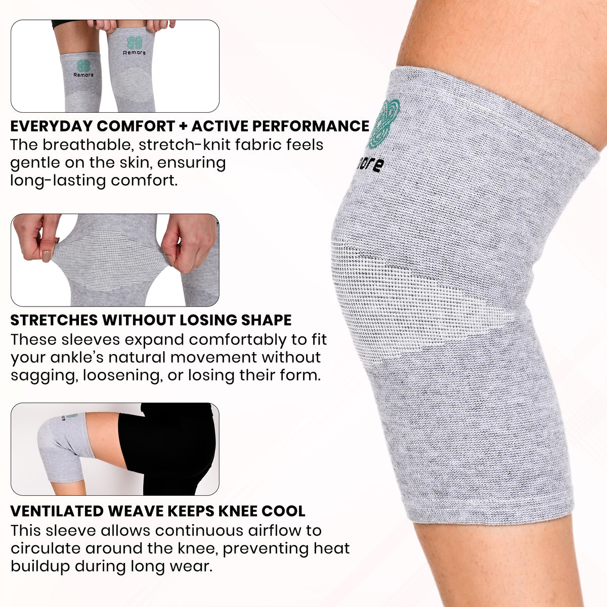 Bamboo Knee Sleeve for Pain Relief | Remore® | Breathable & Non-Slip