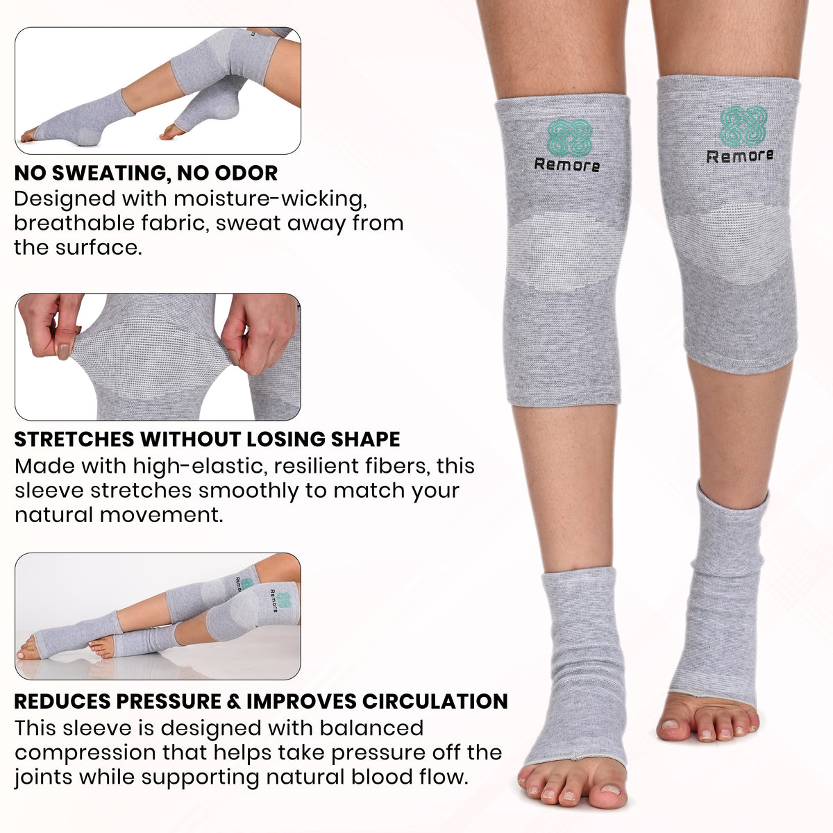 Remore® Bamboo Knee + Ankle Sleeve Combo — Complete Joint Support Bundle